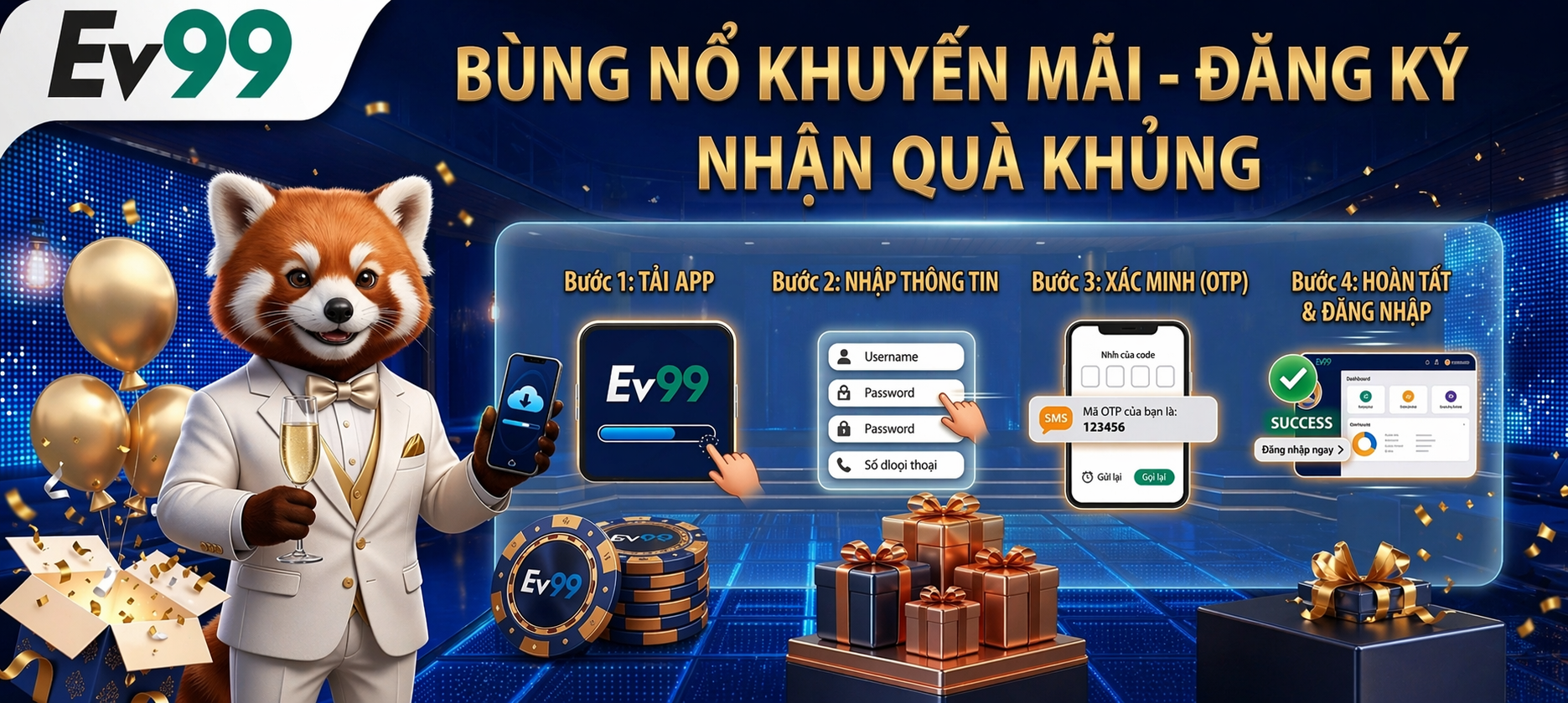 Hướng dẫn đăng ký Ev99 bằng app