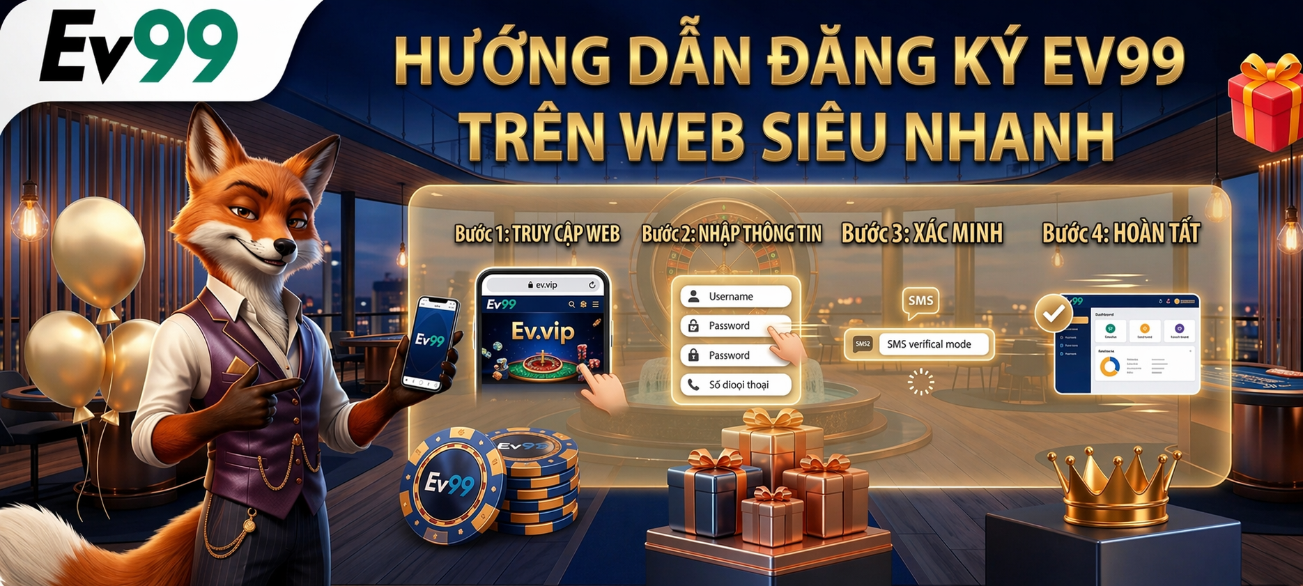 Hướng dẫn đăng ký ev99 trên website